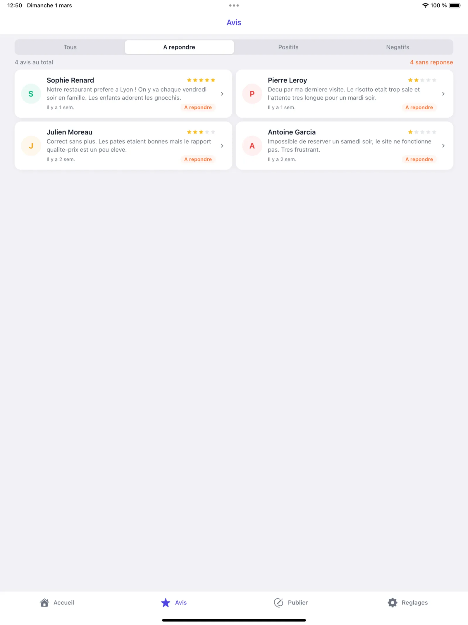 Sparkavis gestion multi-établissements sur iPad