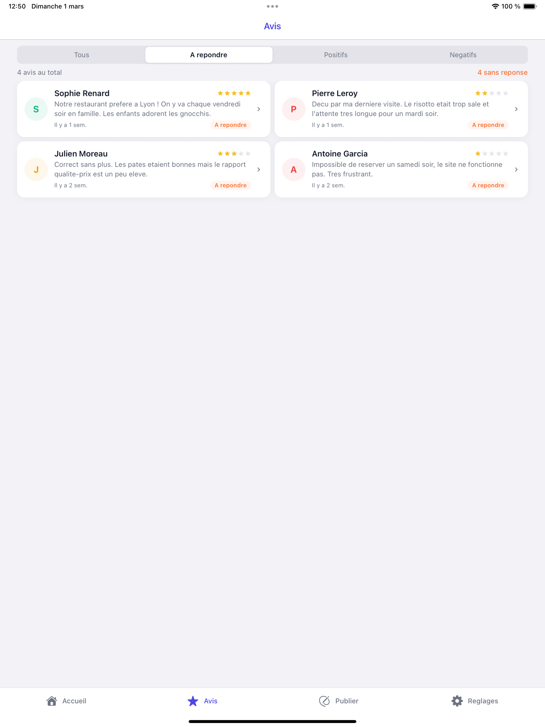 Sparkavis gestion multi-établissements sur iPad
